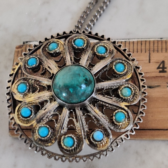 Vintage Sterling Silver Filigree Brooch/Pendant - Picture 7 of 15